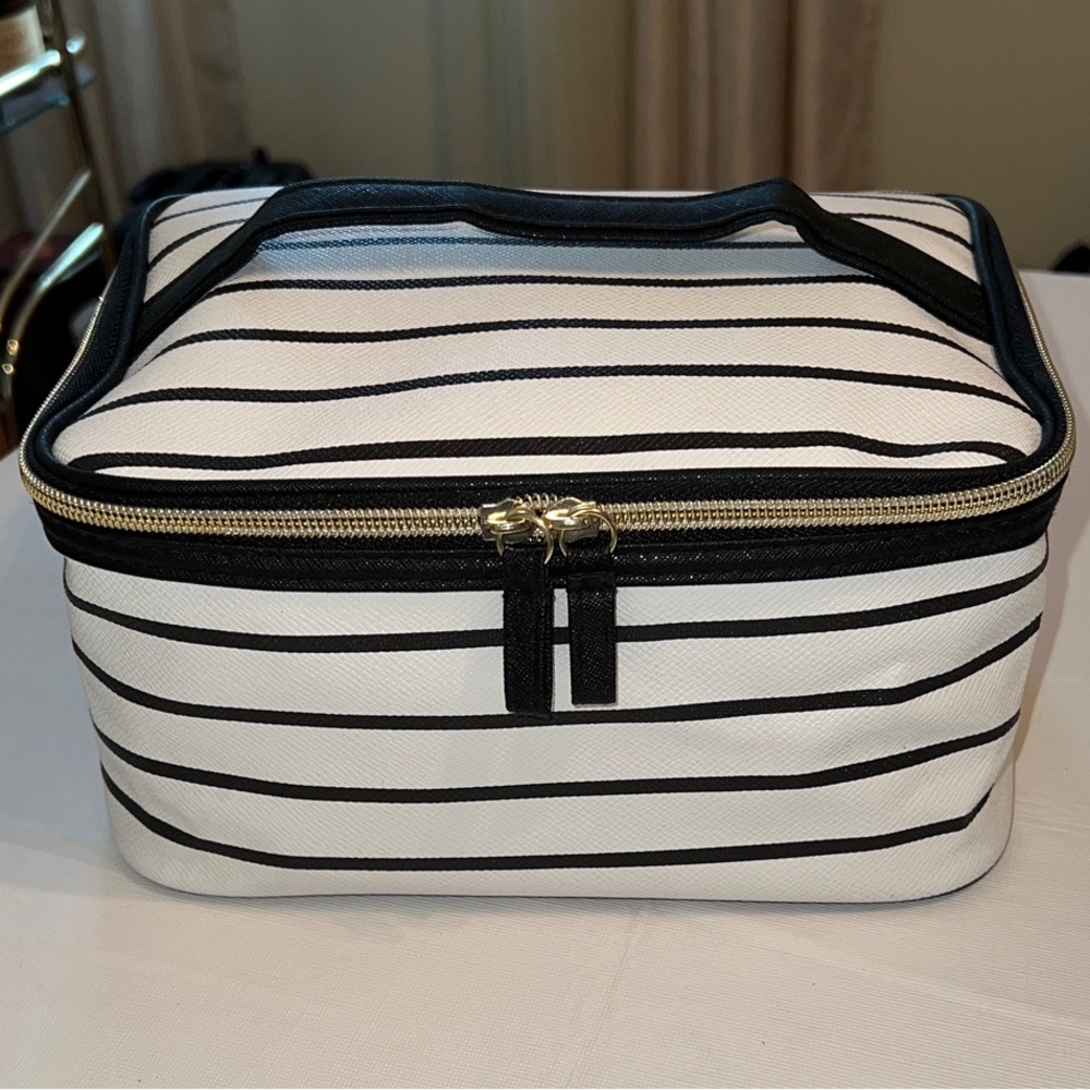 Striped Black and White Cosmetic Bag